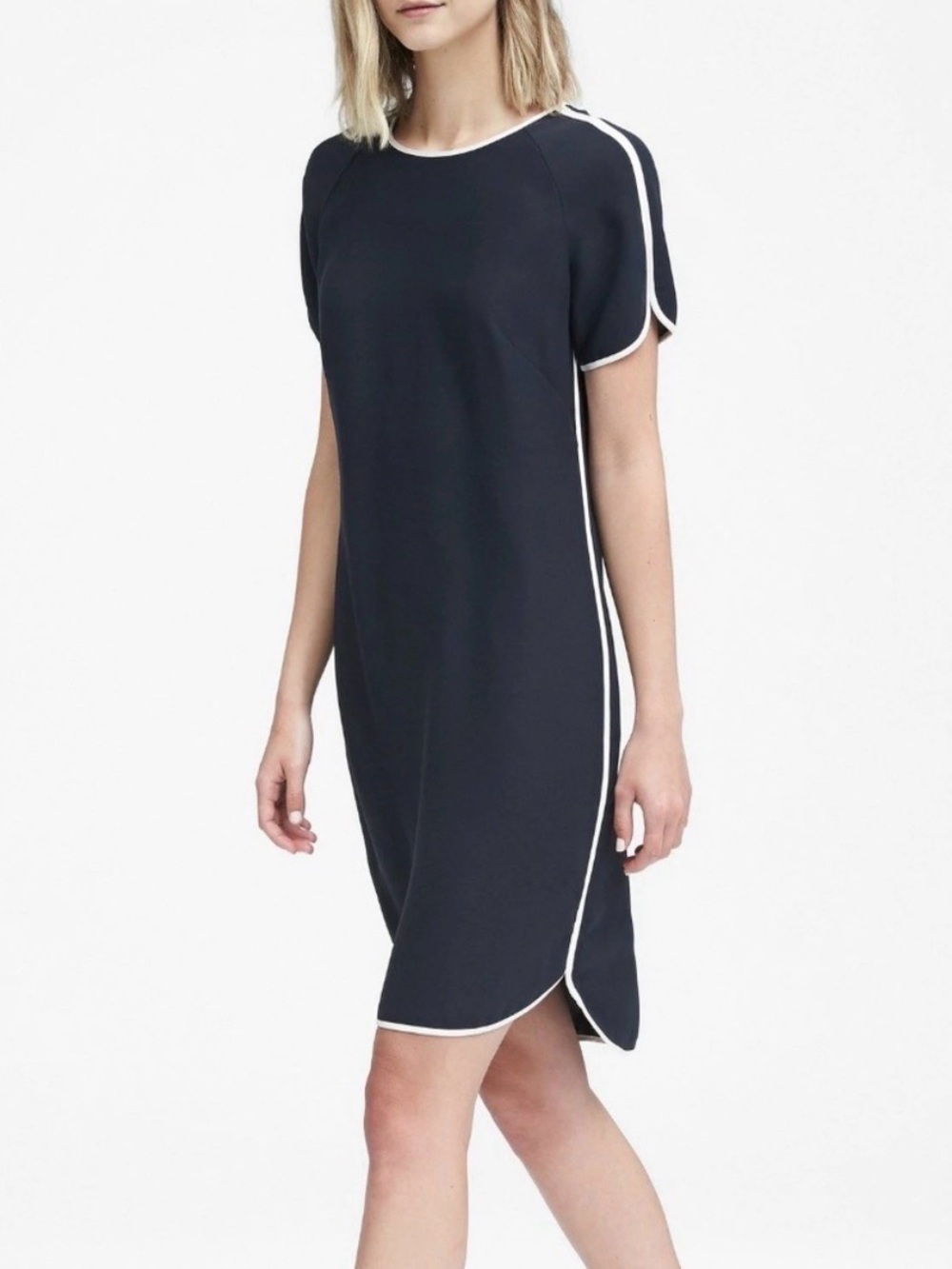 Banana Republic Navy Dress with White Piping